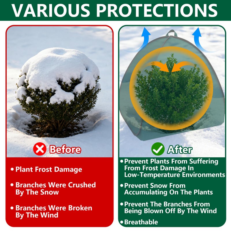 DECOHS 2 Pcs Pop Up Shrub Covers Frost Protection Tent, 22" x 22" x 22" Winter Plant Cover Freeze Protection, Warm Garden Plant Protector Tent for Protecting Outdoor Shrub Fruit Potted Plants from Snow & Ice - Image 5