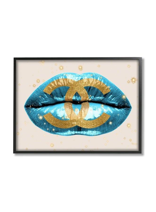 Stupell Industries Designer Fashion Logo Lustrous Blue Lipstick Lips, Design by Madeline Blake  - Image 1