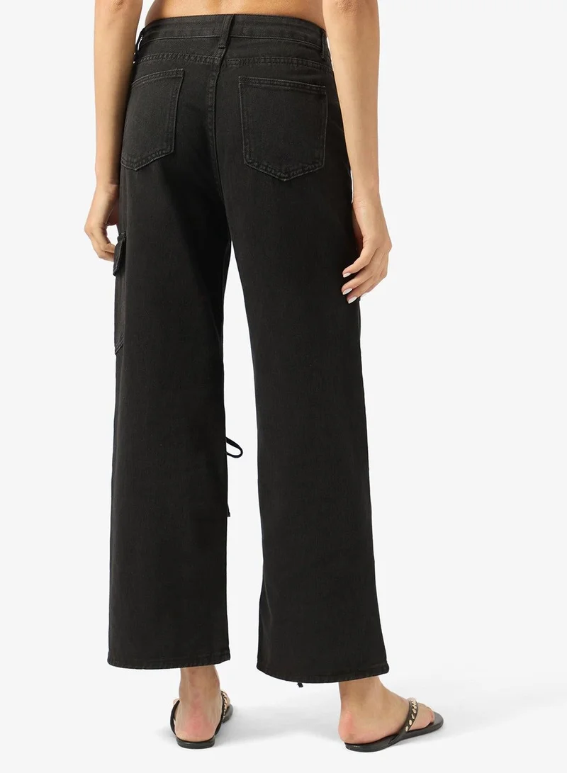 Ginger  High Rise Straight Fit Jeans with Bow Detail for Women | Best Price UAE