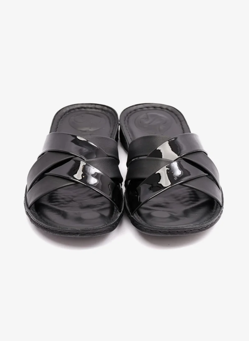 Comfort Plus PATENT LEATHER COMFORT PLUS WOMENS SANDAL BLACK