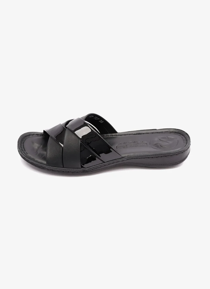 Comfort Plus PATENT LEATHER COMFORT PLUS WOMENS SANDAL BLACK