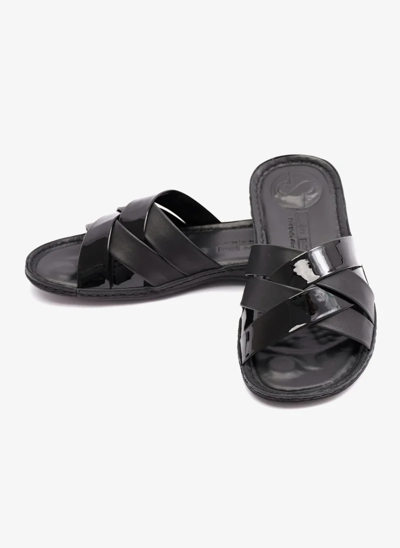 Comfort Plus PATENT LEATHER COMFORT PLUS WOMENS SANDAL BLACK