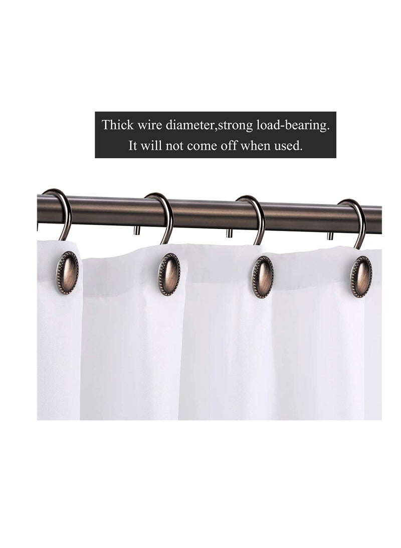 Metal Shower Curtain Hooks Oil-Rubbed Bronze Rustproof Decorative Rings for Bathroom Liner Rod 12Pcs - Image 3