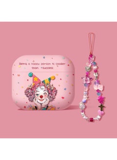 Suitable For AirPods4 Protective Cover Pro2 For Apple 4 Generation Lanyard Headphone Cover All-inclusive Wireless Bluetooth Headset-Color:Pink Clown With Lanyard-Applicable Models:Airpods Pro