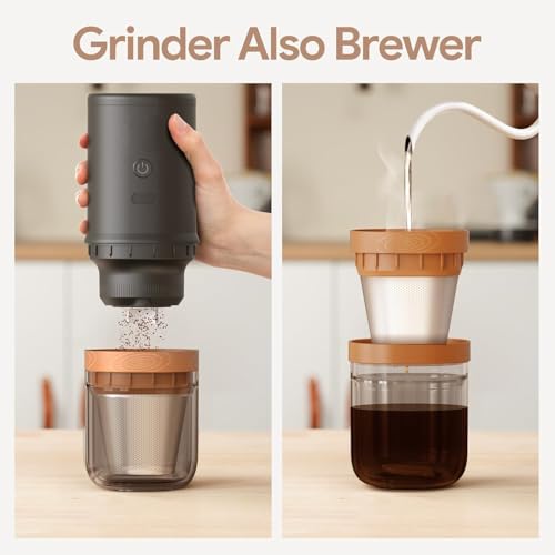 BRBHOM 【Electric Coffee Grinder Coffee Maker 】Portable Grinder Stainless Steel Whole Bean for Outdoor Sport Lover French Press Drip Coffee, Reusable Espresso Capsules Turkish Brew - Image 3