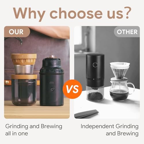 BRBHOM 【Electric Coffee Grinder Coffee Maker 】Portable Grinder Stainless Steel Whole Bean for Outdoor Sport Lover French Press Drip Coffee, Reusable Espresso Capsules Turkish Brew - Image 4
