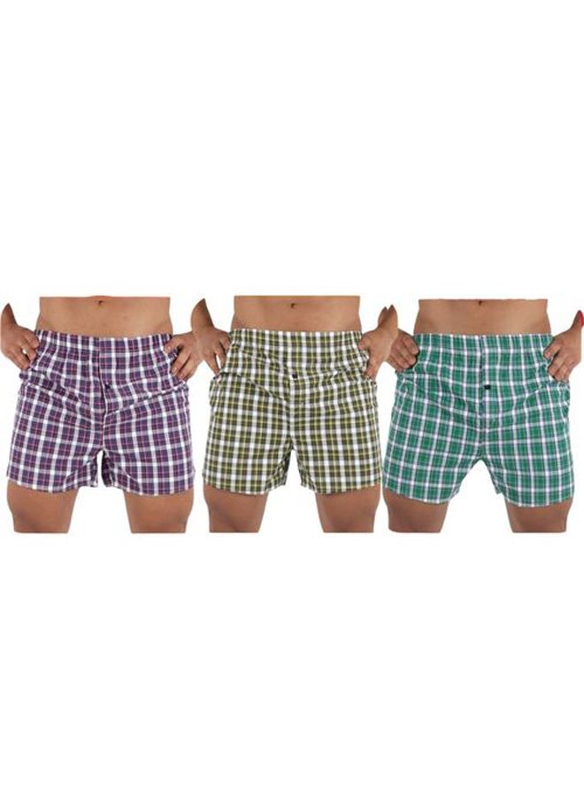 Dice Men's Printed Cotton Shorts - 3 Pieces Set
