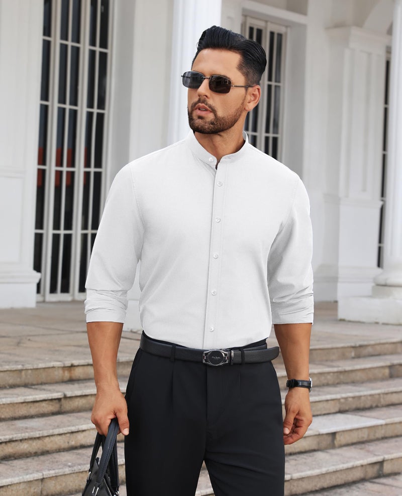 Lion Nardo Mens Dress Shirts Wrinkle Free Dress Shirts for Men Long Sleeve Button Down Shirts Banded Collar Shirts - Image 5