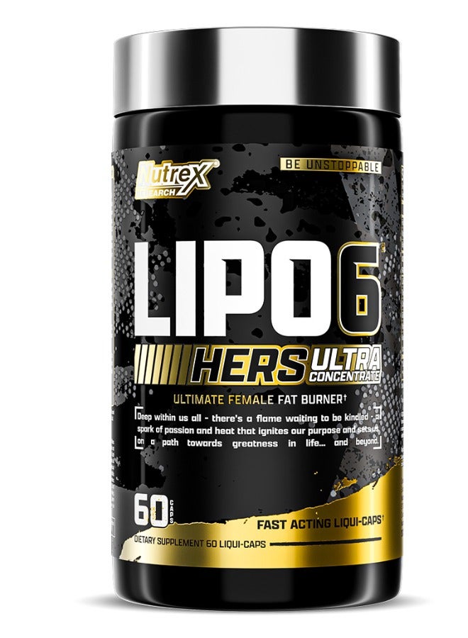 Nutrex Research Lipo 6 Black Hers Ultra Concentrate Extreme Weight Loss Support 60 Capsules - Image 1