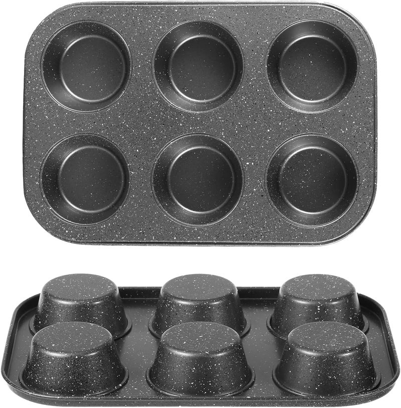 Walooza Muffin Cupcake Pan, Muffin Tins Nonstick 6, Muffin Top Cookie Cheese Cake Pan for Baking, Toast Oven Baking Supplies Small Cake Pans Muffin Cups Non Stick - Image 1