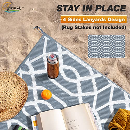 wikiwiki Outdoor Rug, 5x8ft Waterproof Reversible Mat Indoor Outdoor Rugs Carpet, Small Area Rug Plastic Straw Rug for Patio Deck Balcony Pool RV Camping Beach Picnic, Grey, Rugscape Series - Image 5