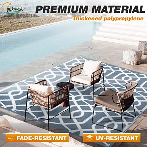 wikiwiki Outdoor Rug, 5x8ft Waterproof Reversible Mat Indoor Outdoor Rugs Carpet, Small Area Rug Plastic Straw Rug for Patio Deck Balcony Pool RV Camping Beach Picnic, Grey, Rugscape Series - Image 4