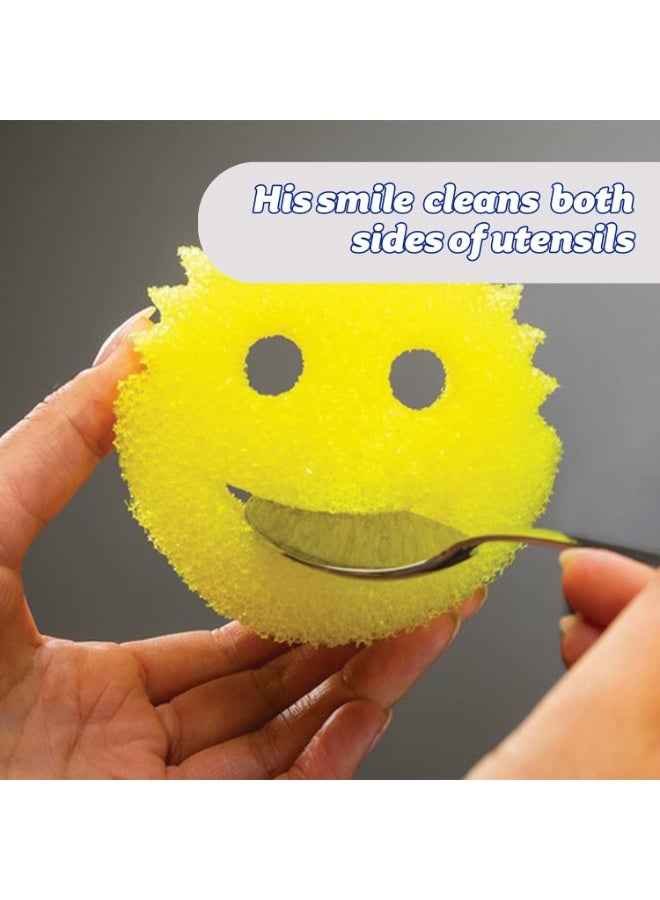 Scrub Daddy Original Dish Sponge Twin Pack, Smiley Face Sponges for Cleaning & Washing Up - Multipack Kitchen Non Scratch Scourers with FlexTexture Firm & Soft Scrubbing, Dishwashing Scrubber - Yellow - Image 4