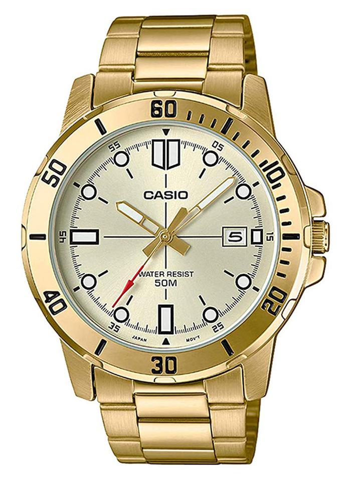CASIO Men Enticer Series Water Resistant Stainless Steel Analog Watch MTP-VD01G-9EVUDF - 45 mm - Gold - Image 1