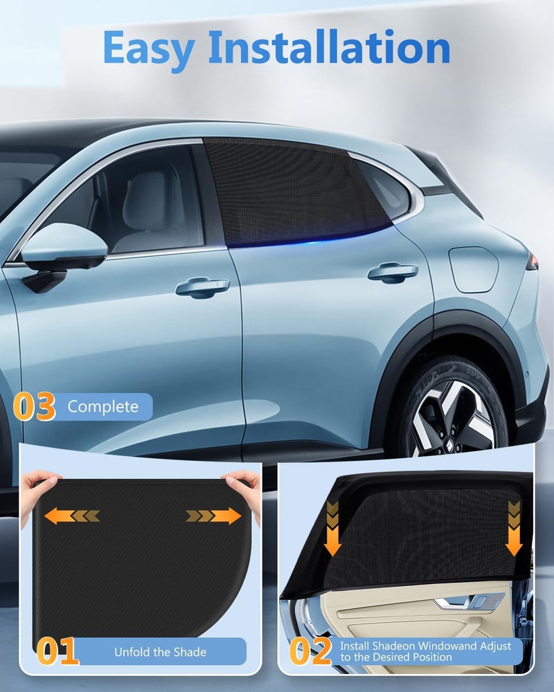 PEMOTech Car Sun Visor for Babies and Animals, UV Certified Spandex Material & Anti-Mosquito Net, Compatible with 98% Vehicles (2 x High Elastic Rear Socks) - Image 4