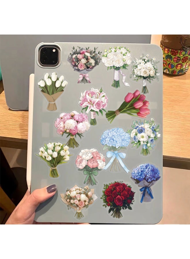 50 Pcs Flower Scrapbook Stickers Kit Bouquet PET Transparent Waterproof Stickers Set for Journal Journaling Water Bottles Phone Laptop Decals Resin Crafts Decorative - Image 2