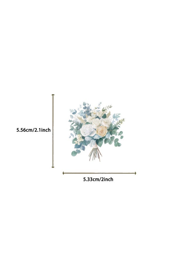 50 Pcs Flower Scrapbook Stickers Kit Bouquet PET Transparent Waterproof Stickers Set for Journal Journaling Water Bottles Phone Laptop Decals Resin Crafts Decorative - Image 5