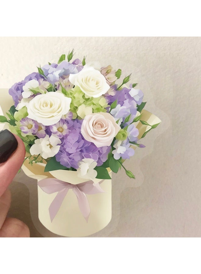 50 Pcs Flower Scrapbook Stickers Kit Bouquet PET Transparent Waterproof Stickers Set for Journal Journaling Water Bottles Phone Laptop Decals Resin Crafts Decorative - Image 4