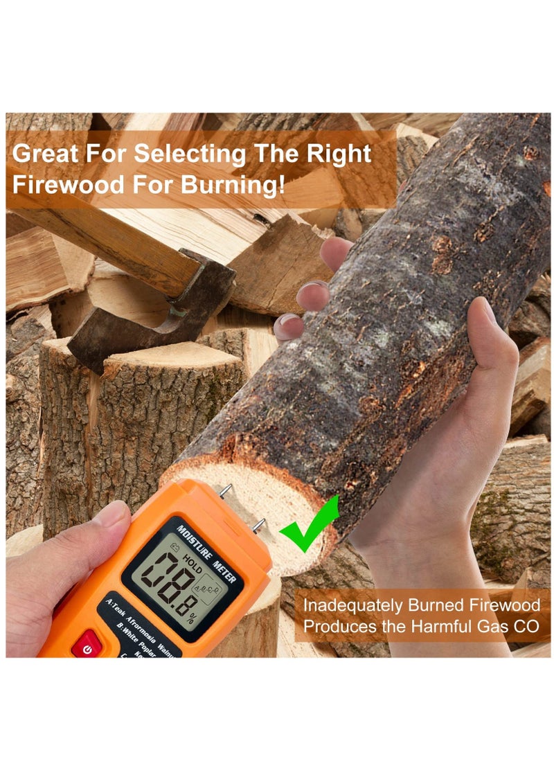 Generic Wood Moisture Meter For Logs Firewood, Moisture Meter For Wood Firewood Moisture Meter For Lumber, Digital Moisture Detector, Pin-Type Water Leak Detector Tester For Wood Firewood Paper Floor, Yellow  - Image 4