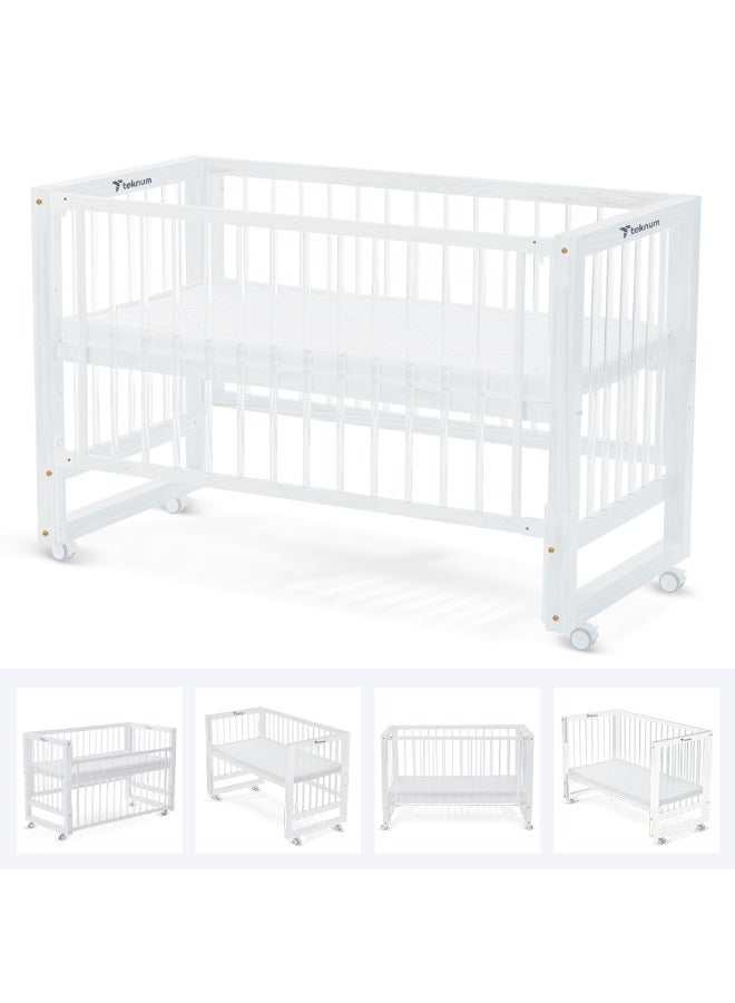 Teknum Prism 4in1 Acrylic Convertible Crib w/ mattress - White - Image 1