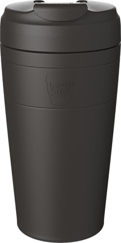 KeepCup Commuter Travel Mug Insulated Stainless Steel Reusable Coffee Cup with Spillproof Flip Lid 16oz454ml Black - Image 1