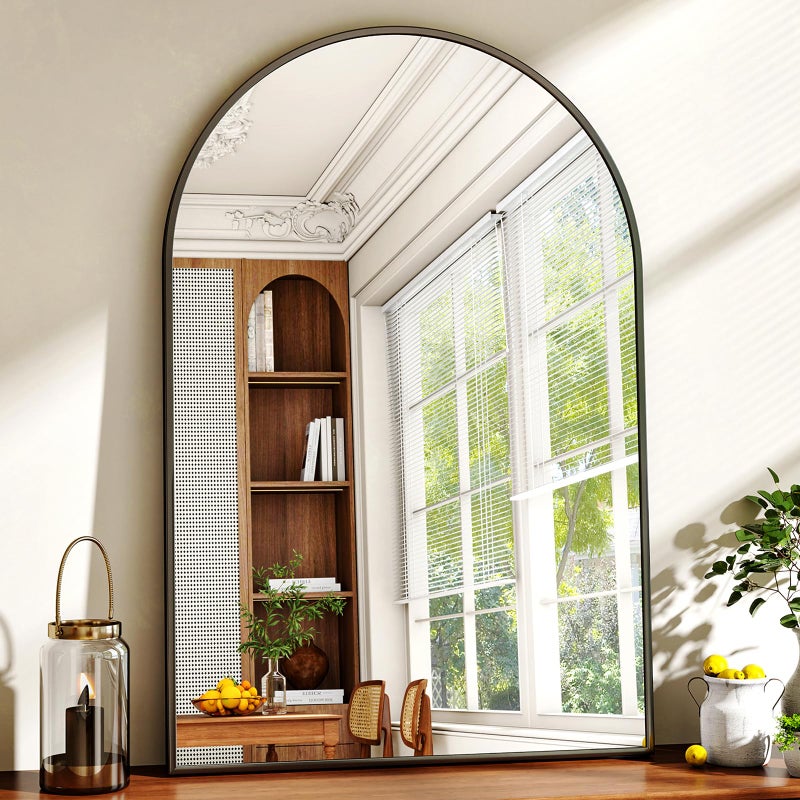 XRAMFY 24"x36" Black Arched Bathroom Mirror - Wall Mirror for Bathroom, Metal Frame Vanity Mirror, Dresser Mirror, Arch Decorative Mirrors for Living Room, Bedroom, Entryway, Mantle - Image 2