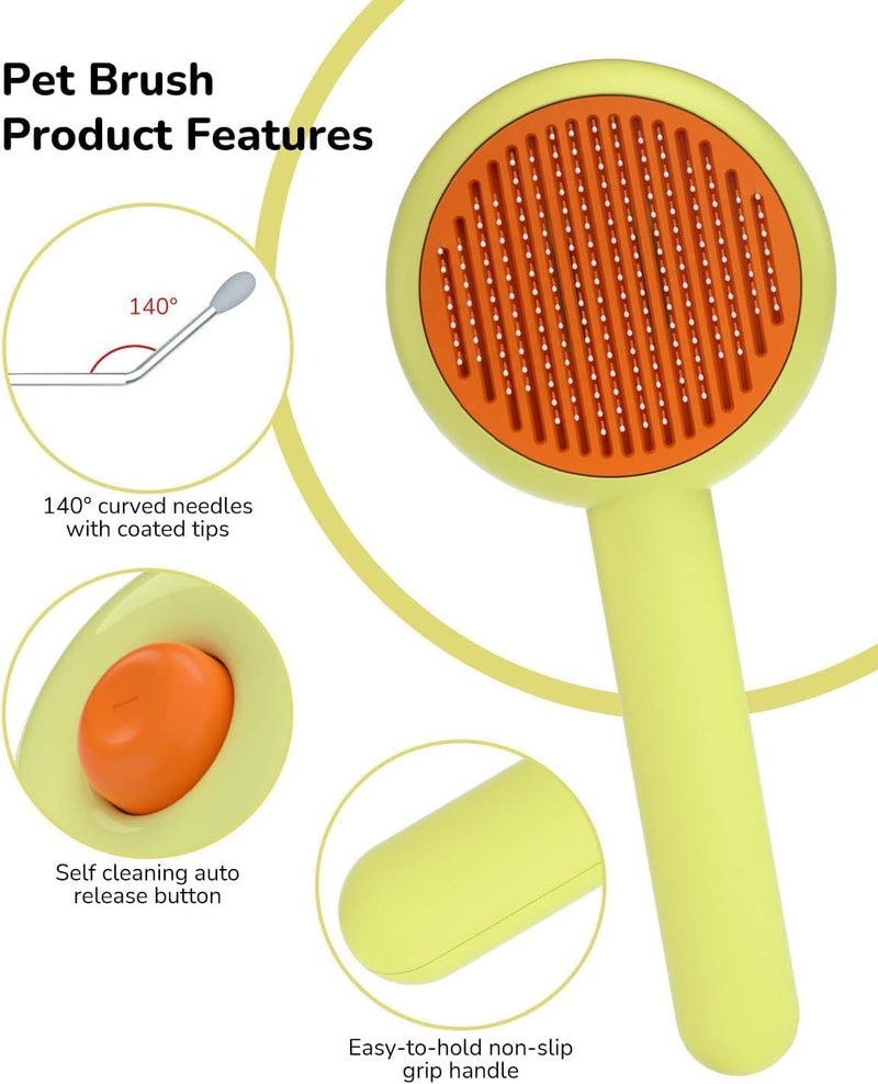 Tonity Self Cleaning Slicker Brush, Pet Grooming Shedding Brush for Dogs and Cats - Easy to Remove Loose Undercoat, Pet Massaging Tool Suitable for Pets with Long or Short Hair multi - Image 2