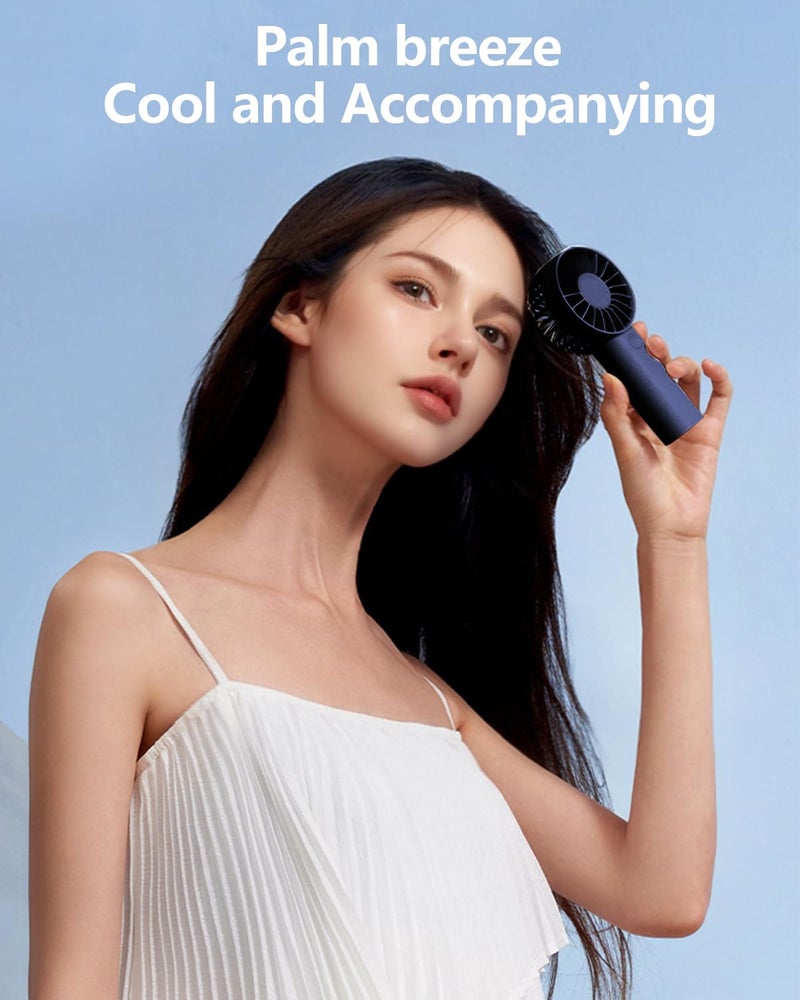 Gaiatop Portable Fan Rechargeable, Powerful 3 Speed Mini Fan Portable, USB Hand Fan Rechargeable Cute Small Electric Fan for Makeup Travel Camp Shopping Indoor Outdoor(Blue) - Image 2