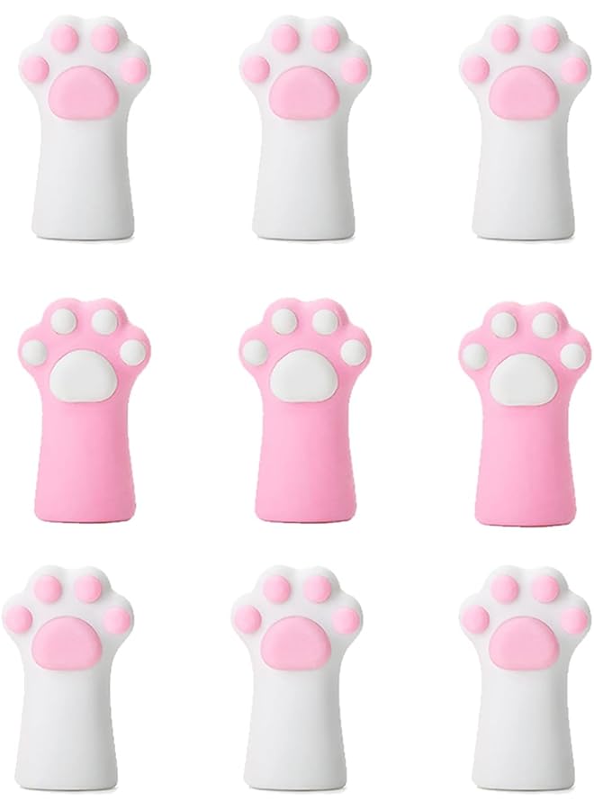 erorex 9 Pack Cat Paw Pencil Top Erasers Fun Kids Erasers For School Cap Erasers For Pencils Adorable Eraser Toppers - Image 1