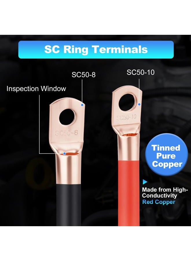 JURPLIX 1/0 Gauge Wire 1/0 AWG Battery Cable (20FT Red+20FT Black), Copper Clad Aluminum CCA Amp Wiring Kit, Automotive Wire with Terminals Connectors, for Car Audio Speaker, Marine, RV Trailer, Welding Cable - Image 3
