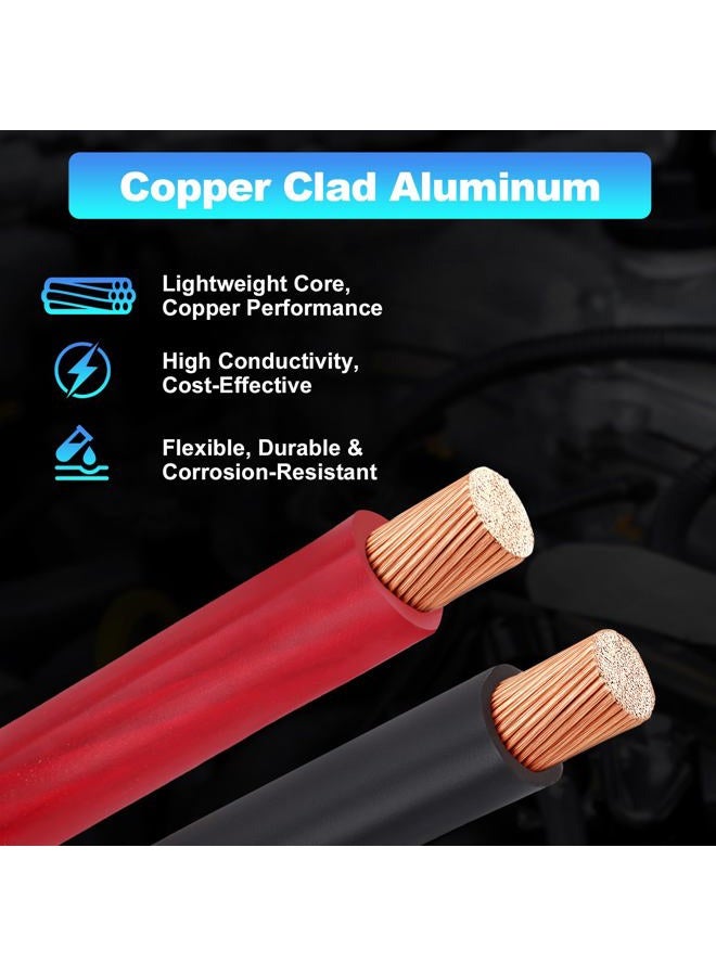 JURPLIX 1/0 Gauge Wire 1/0 AWG Battery Cable (20FT Red+20FT Black), Copper Clad Aluminum CCA Amp Wiring Kit, Automotive Wire with Terminals Connectors, for Car Audio Speaker, Marine, RV Trailer, Welding Cable - Image 2