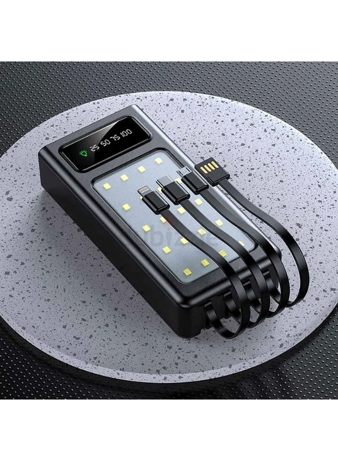 Airmez 30000mAh Portable Power Bank with Built-in iPhone, USB-C & Micro USB Cables – Ultra High-Capacity Fast Charging Power Bank for Smartphones, Tablets & Gadgets – Compact Travel-Friendly Design - Image 2