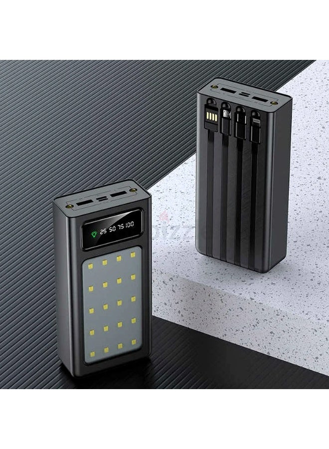 Airmez 30000mAh Portable Power Bank with Built-in iPhone, USB-C & Micro USB Cables – Ultra High-Capacity Fast Charging Power Bank for Smartphones, Tablets & Gadgets – Compact Travel-Friendly Design - Image 3