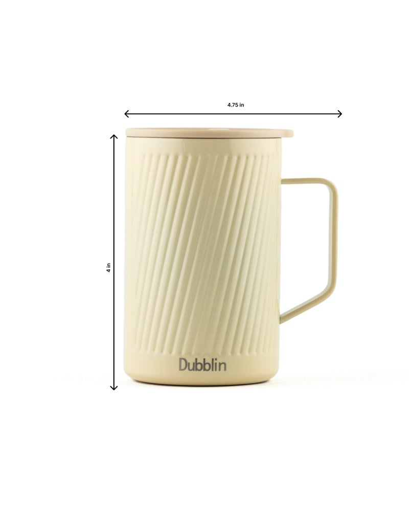 DUBBLIN Soccer Stainless Steel Unbreakable Tea Coffee Mug Double Wall with Handle and Lid, Wide Mouth Mug Keeps Beverages Hot & Cold 350 ML Yellow - Image 3