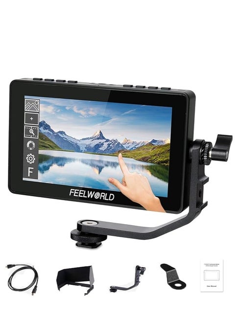 FEELWORLD F5 Pro V4 6 inch 1920×1080 IPS Touch Screen Camera Field Monitor, 4K HDMI, Waveform, 3D LUT, Rec.709 Standard, with Tilt Arm, for Live Streaming, Selfie, Photo, Video Monitoring
