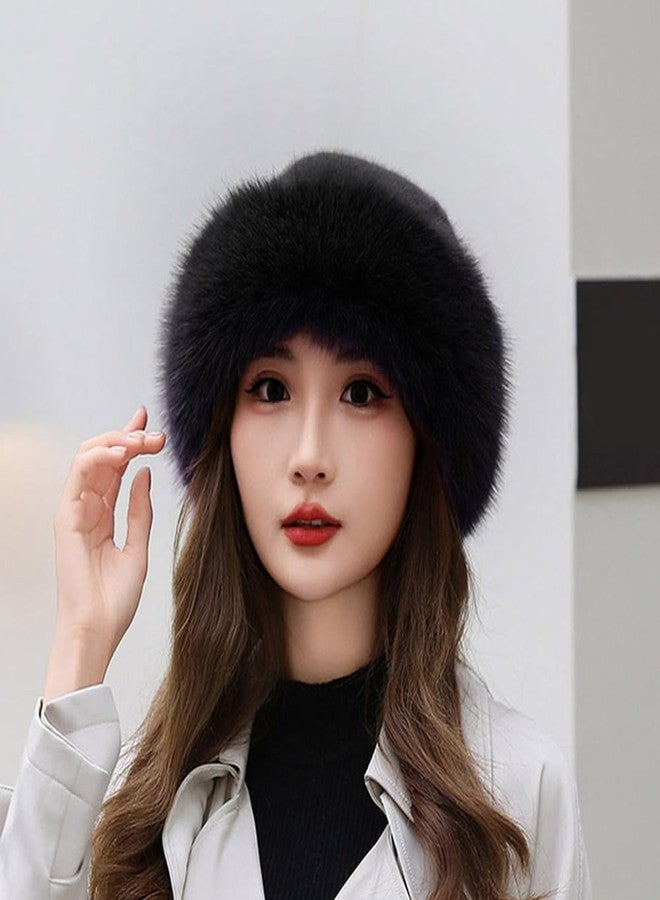 Eforcase قبعة دلو شتوية ناعمة للنساء، قبعة من الفرو الصناعي الناعم، قبعة صياد ناعمة ولطيفة للنساء، لون أسود - Image 4