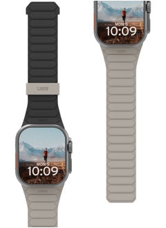 Urban Armor Gear UAG Pathfinder [Reversible Magnetic Silicone Strap] Compatible with Apple Watch Band for Apple Watch ULTRA 2 / Ultra 49mm, Watch 45mm/44mm/42mm Series 9-1 - Black | Titanium  - Image 1