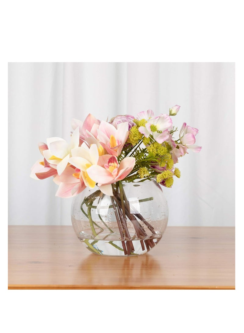 Glass AKDC Clear Bubble Bowl Glass Vase, 8-Inch With Cleaning Cloth - Image 4