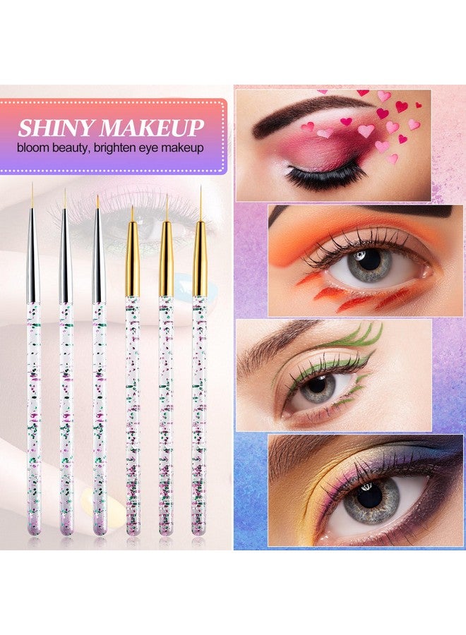 Leelosp 6 Pieces Makeup Brush Line Fine Point Eyeliner Brush Eye Makeup Gel Eyeliner Brush Eyeliner Brush Applicators Cosmetic Eye Wands Eyeliner For Water Activated Eyeliner Makeup Tool, Silver And Golden  - Image 4
