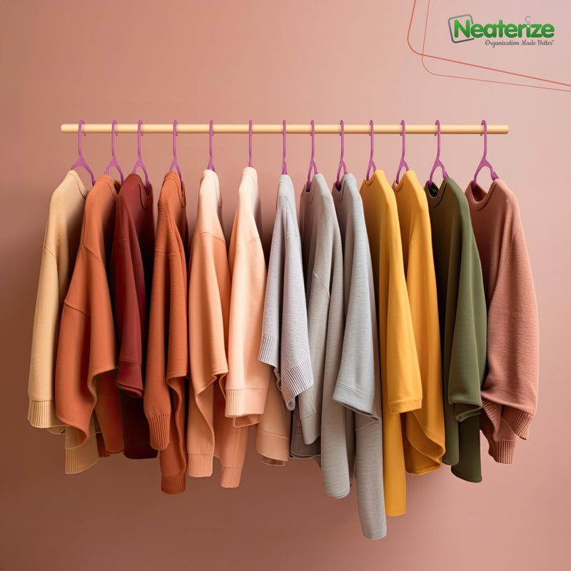 NEATERIZE Clothes Hangers Plastic 100 Pack for Adults - Plastic Hangers, The Perfect Coat Hanger and Space Saving Clothes Hangers for Closet - Pink Hangers - Image 5