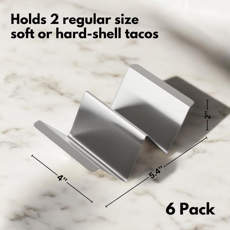 woobud Large Tortilla Warmer w Taco Holder Set of 6 Stainless Steel, Taco Bar Serving Set for A Party - Taco Party Supplies Taco Kit, Taco Night Accessories Essential Bundle - Complete Taco Tuesday Solution - Image 2