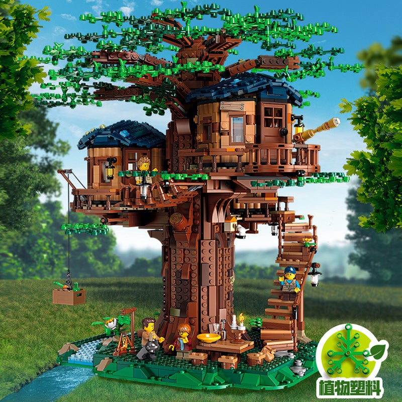 Minecraft-themed Building Block Set - Tree House, End Portal, Village, Creeper Mine, and More - Image 1