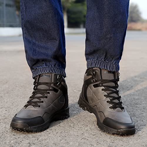 Bacca Bucci® Mens Alpine High Ankle 6 inches Riding Boots for Mountaineering Backpacking Hiking & Trekking | Mild Waterproof Protection with Turbo Insole Technology- Grey, Size UK8 - Image 4