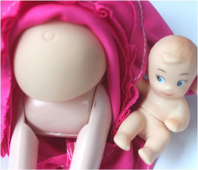 Kunhe Rose Red Real Pregnant Doll Have a Baby In Her Tummy Mom Doll - Image 5