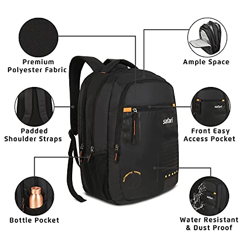 Safari Swagpack 35 Ltrs Large Laptop Backpack With 3 Compartments and Raincover - Black (SWAGPACK19CBBLK) - Image 2