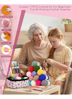 Coopay Crochet Kit For Beginners 71Pcs Crochet Starter Kit With 16 Colors Crochet Yarn & Instructions Double Layer Crochet Set Beginner Crochet Kit For Kids/Adults Professional Starter Pack Pink  - Image 3