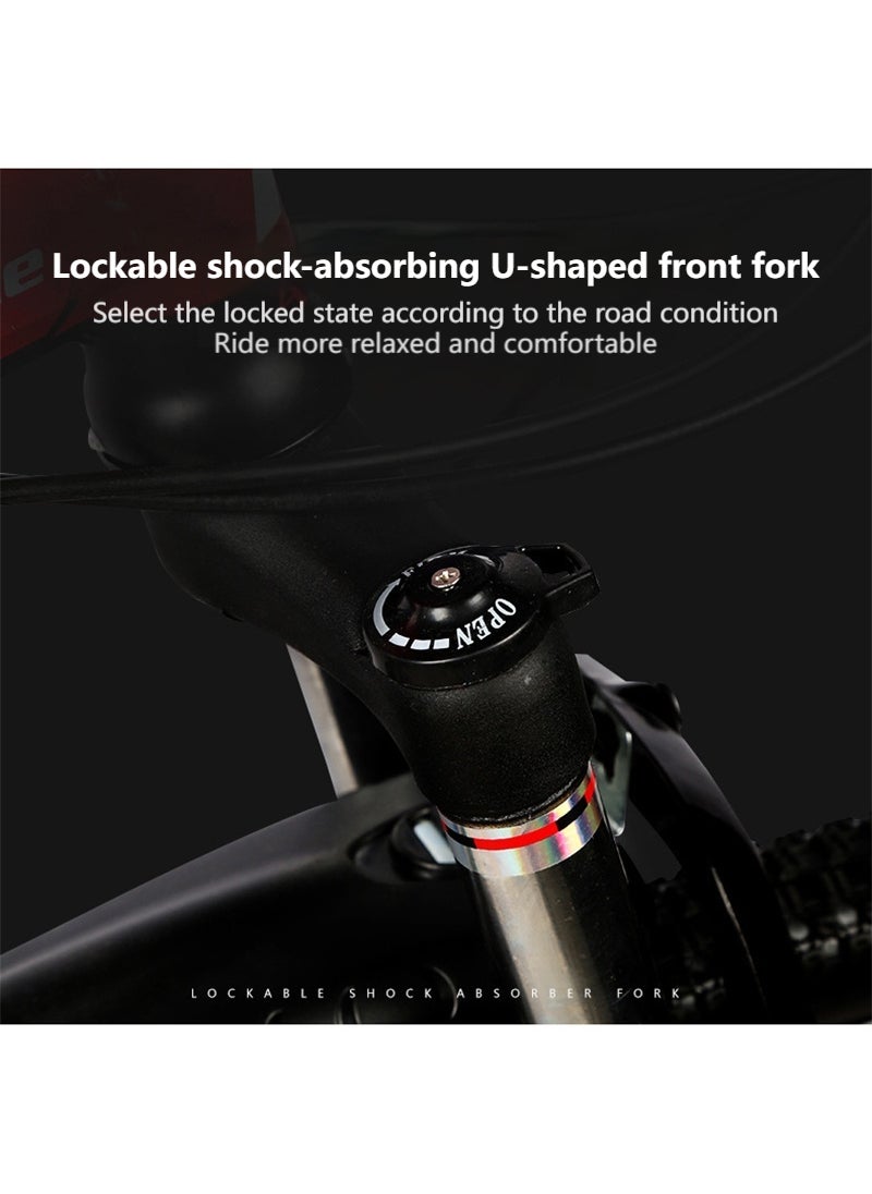 amin 26 Inch Folding Mountain Bike, 24 Speed Full Suspension High-Carbon Steel Foldable Bicycle, Dual Disc Brake Non-Slip Folding Bikes for Adults/Men/Women，Shock Absorption, 6-Blade Wheel  - Image 3