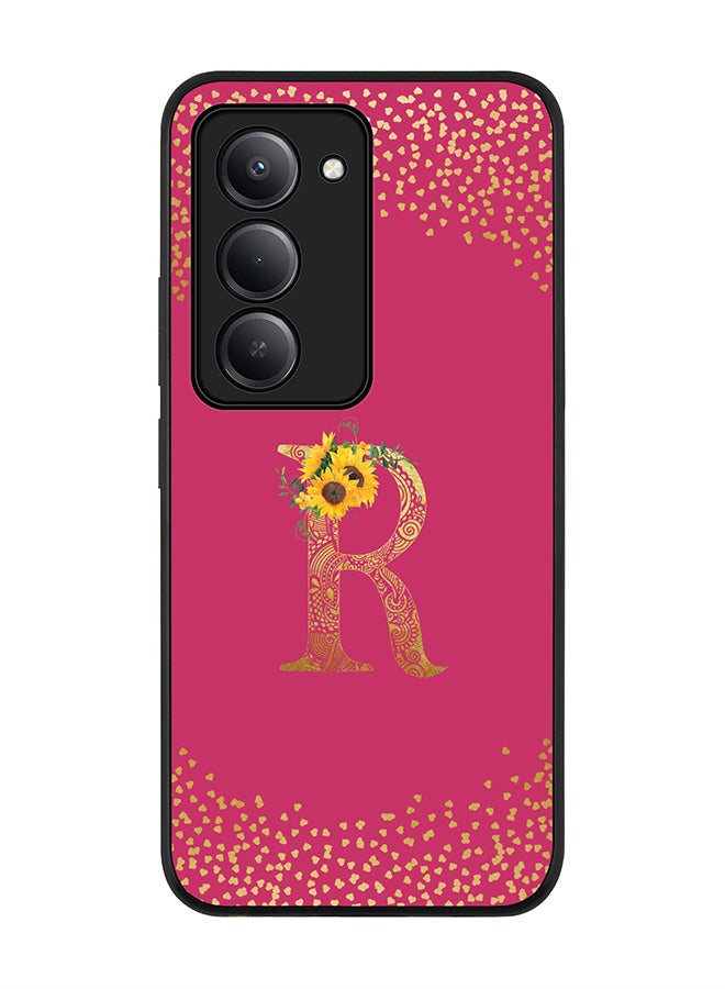 Stylizedd For Xiaomi Redmi 15 5G Case,Slim fit Camera Protection, Shockproof Thin Phone cover  - Custom Floral Monogram - R ( Deep Pink ) - Image 1