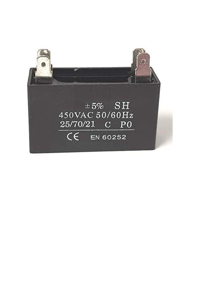 High Quality 2 Pin Rectangle Shaped Fan Capacitor 450 VAC | Black (2 PIN 2MFD (2µF))  - Image 2