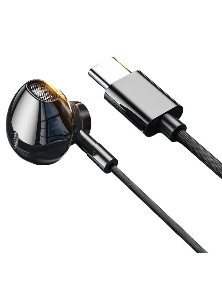 AROAQ Wired Earbuds, Hifi Bass Stereo Game Headphones, Lightweight Universal Hand Free Wired Headsets, Durable Portable Clear Sound Earphones With Built In Mic, (1pc, Type C Black) - Image 1